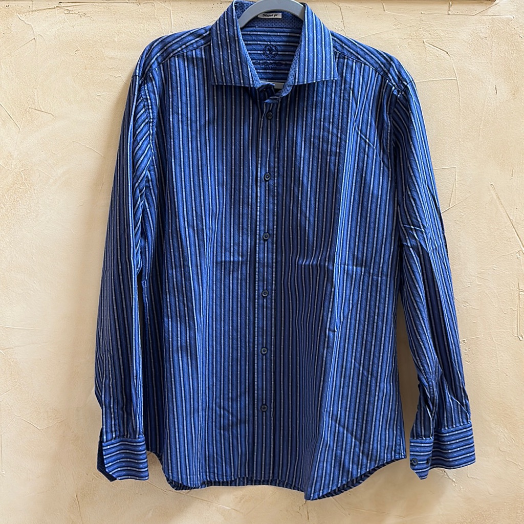 Men's Bugatchi Striped Long Sleeve Dress Shirt